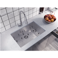 Pelican PL-HA111 R0 16G Handmade 16 Gauge Stainless Steel Undermount Kitchen Sink 27'' x 18'' w/ Zero Radius Corners